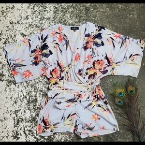 Lulu's Floral Waist Tie Romper